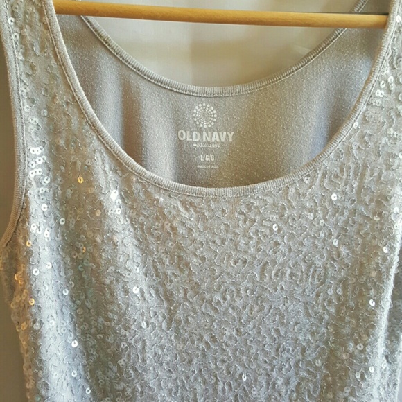 Old Navy Sequined Tank Gray Large - Picture 2 of 3